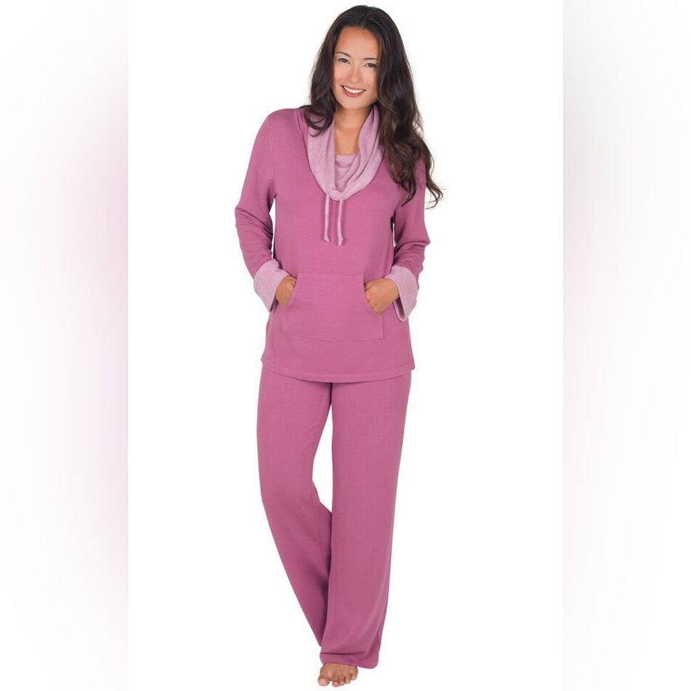 PajamaGram World's Softest Cowl Neck Set - Raspberry Size L